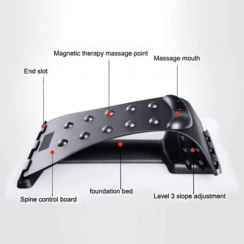 Black cervical traction neck massager with 10 magnetic dots and acupressure points