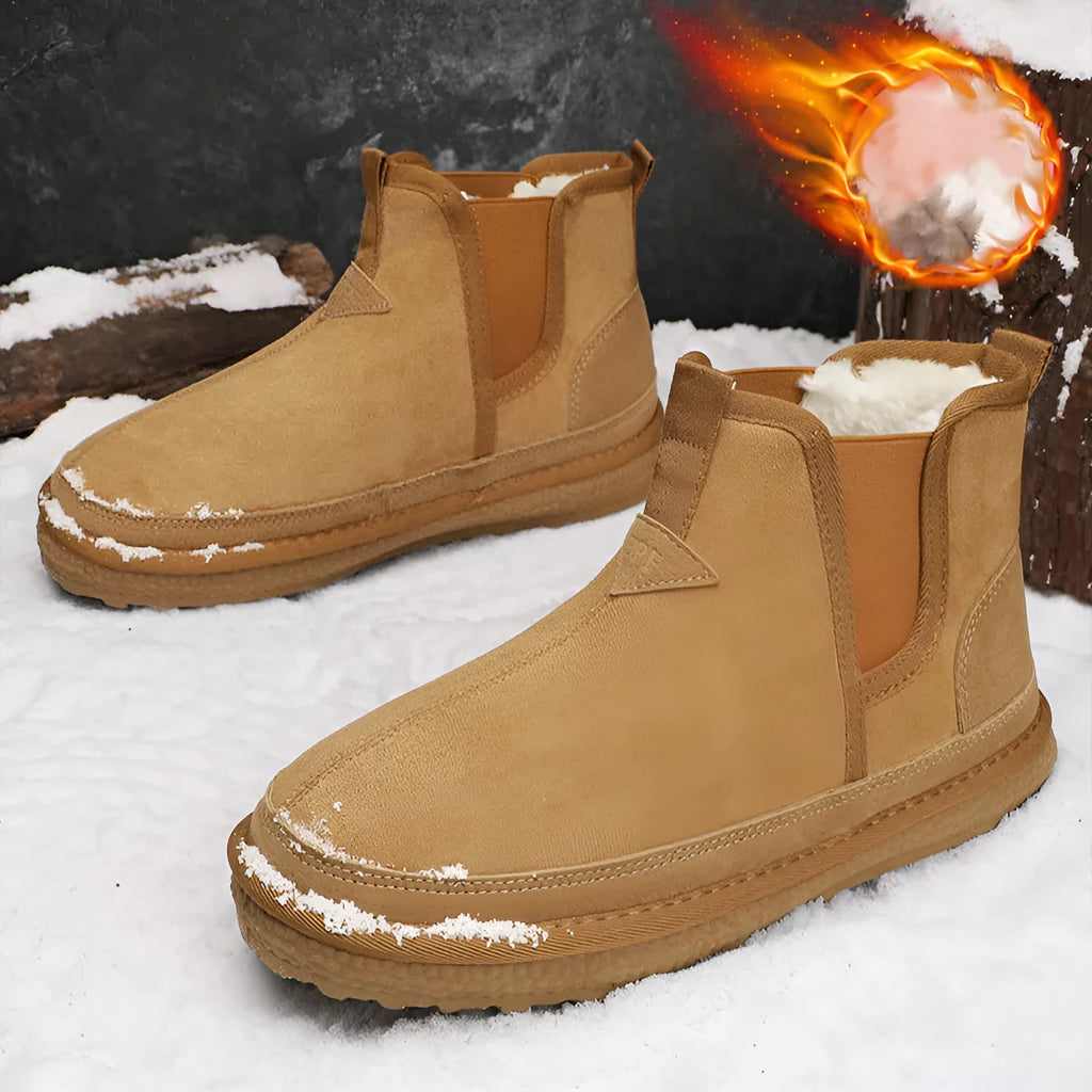 Winter fleece snow boots for men round toe ankle boots artificial PU PVC outsole black colour sleeve style
