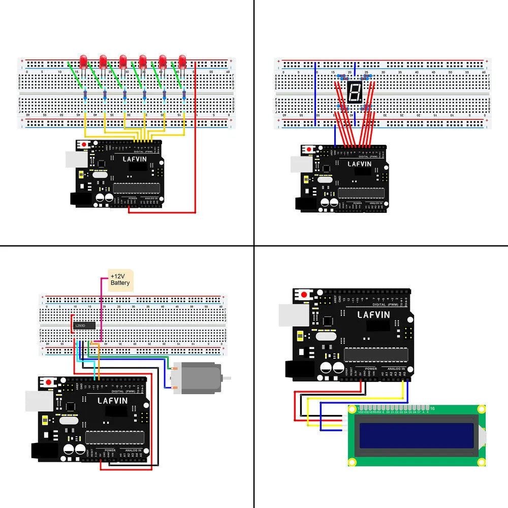LAFVIN Arduino UNO R3 Super Starter Kit with blue board, components, and tutorial CD