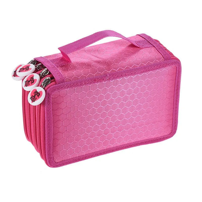 Secret Garden Art Oxford cloth pencil case in black, showing zipped closure and compact rectangular shape for 48 or 72 colour pencils