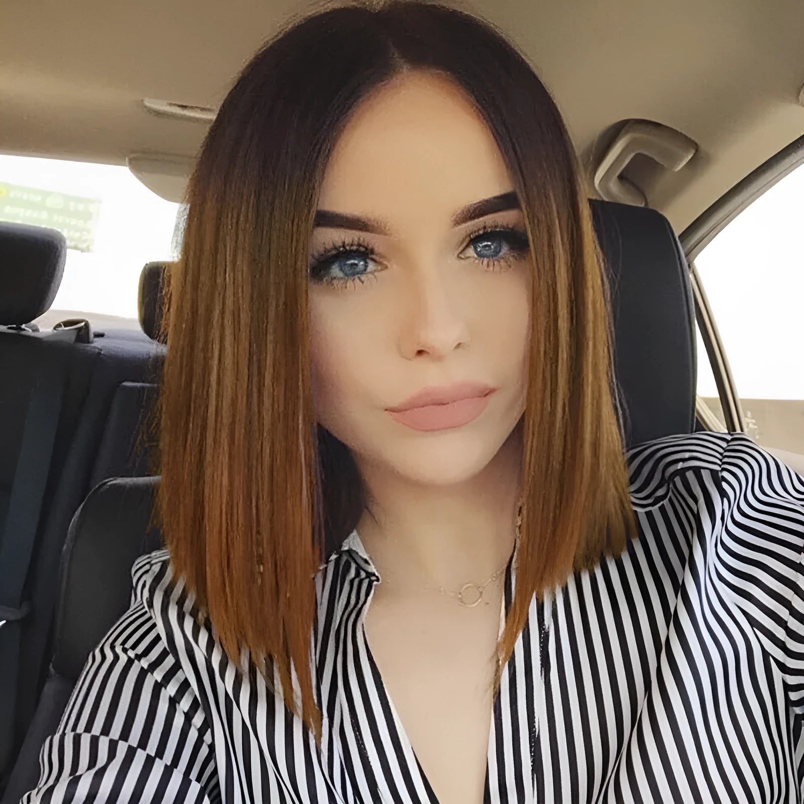 Black brown gradient short ladies wig cover 13 inches 33 cm high temperature silk full mechanism