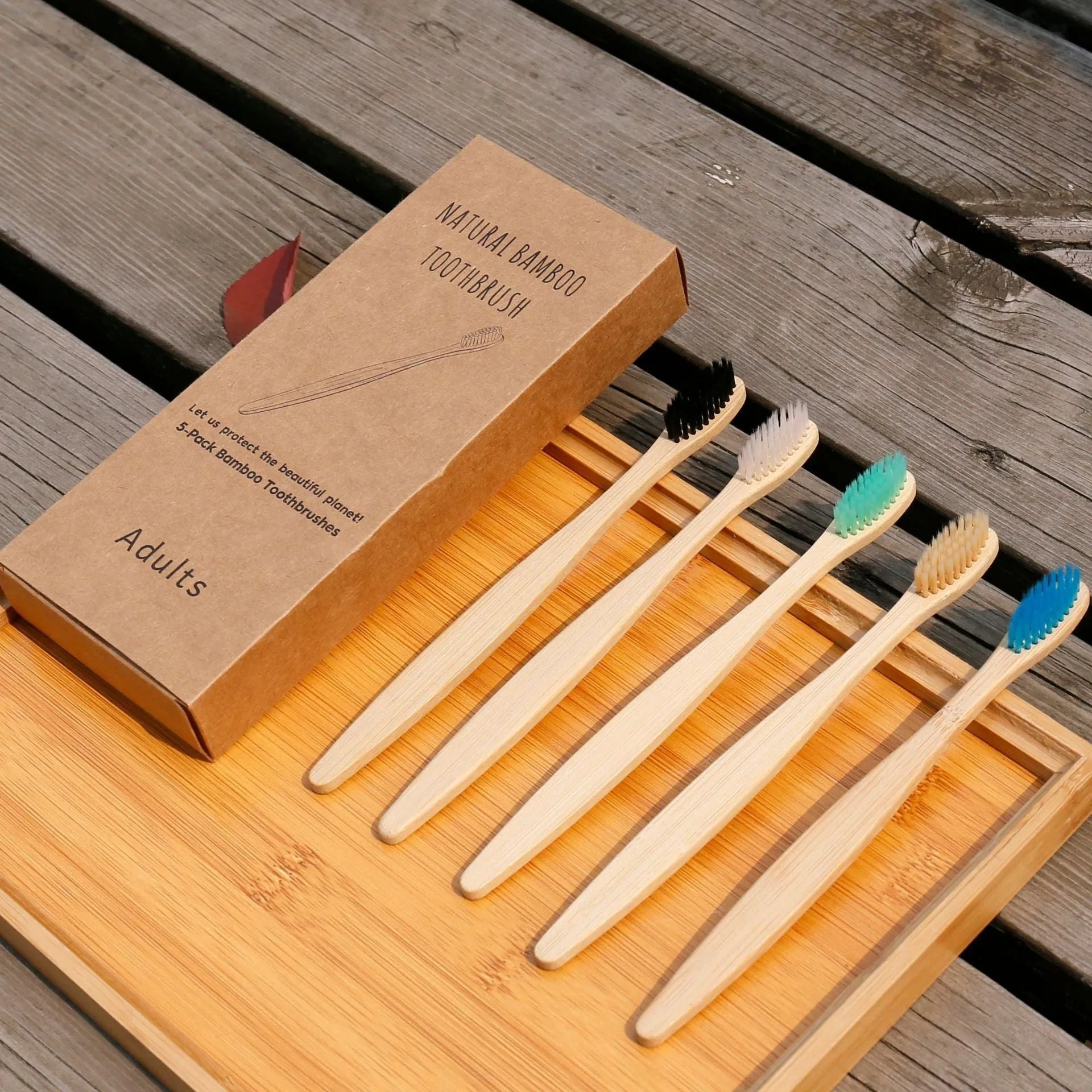 Eco friendly bamboo soft fibre toothbrush with biodegradable handle and soft bristles
