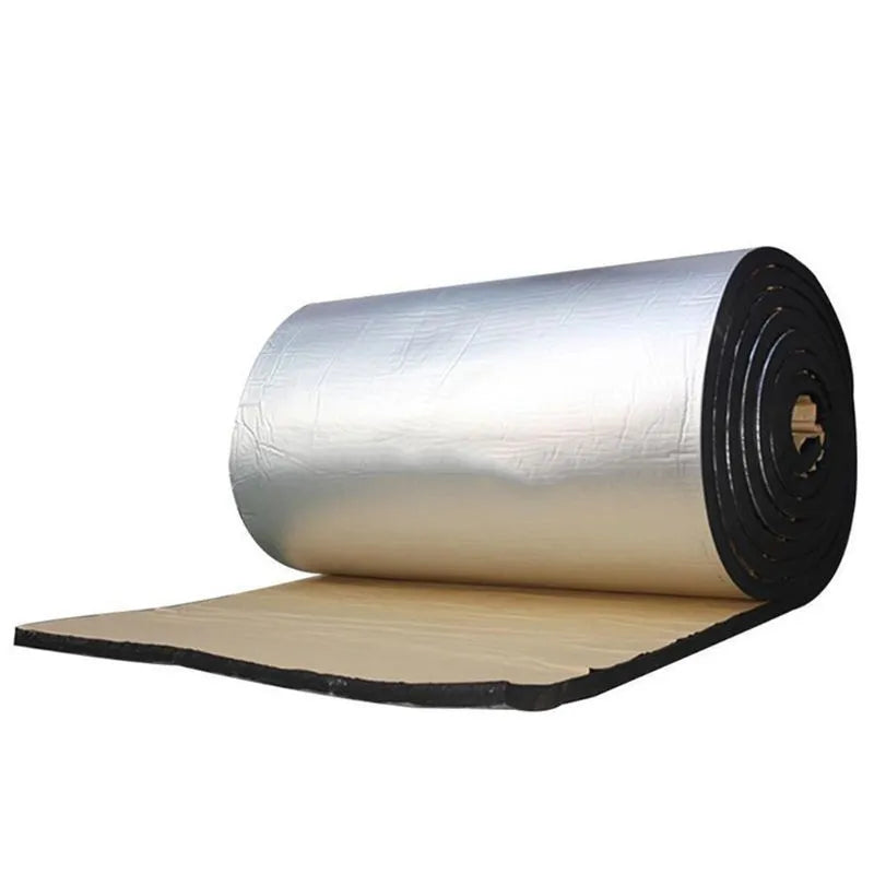 Silver automotive aluminium foil sound insulation mat with polyester fibre core, 50cm x 200cm rectangular shape