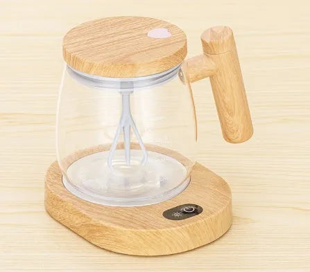 400ml self stirring electric coffee mug in borosilicate glass with button for automatic mixing