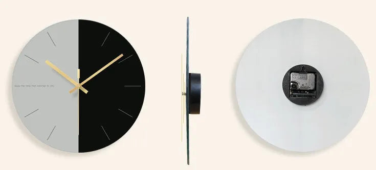 Minimalist transparent tempered glass wall clock with silent movement, 29.5cm diameter, on a light wall.