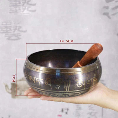 Handcrafted Tibetan singing bowl with a rich, harmonious tone for meditation, relaxation, and wellness