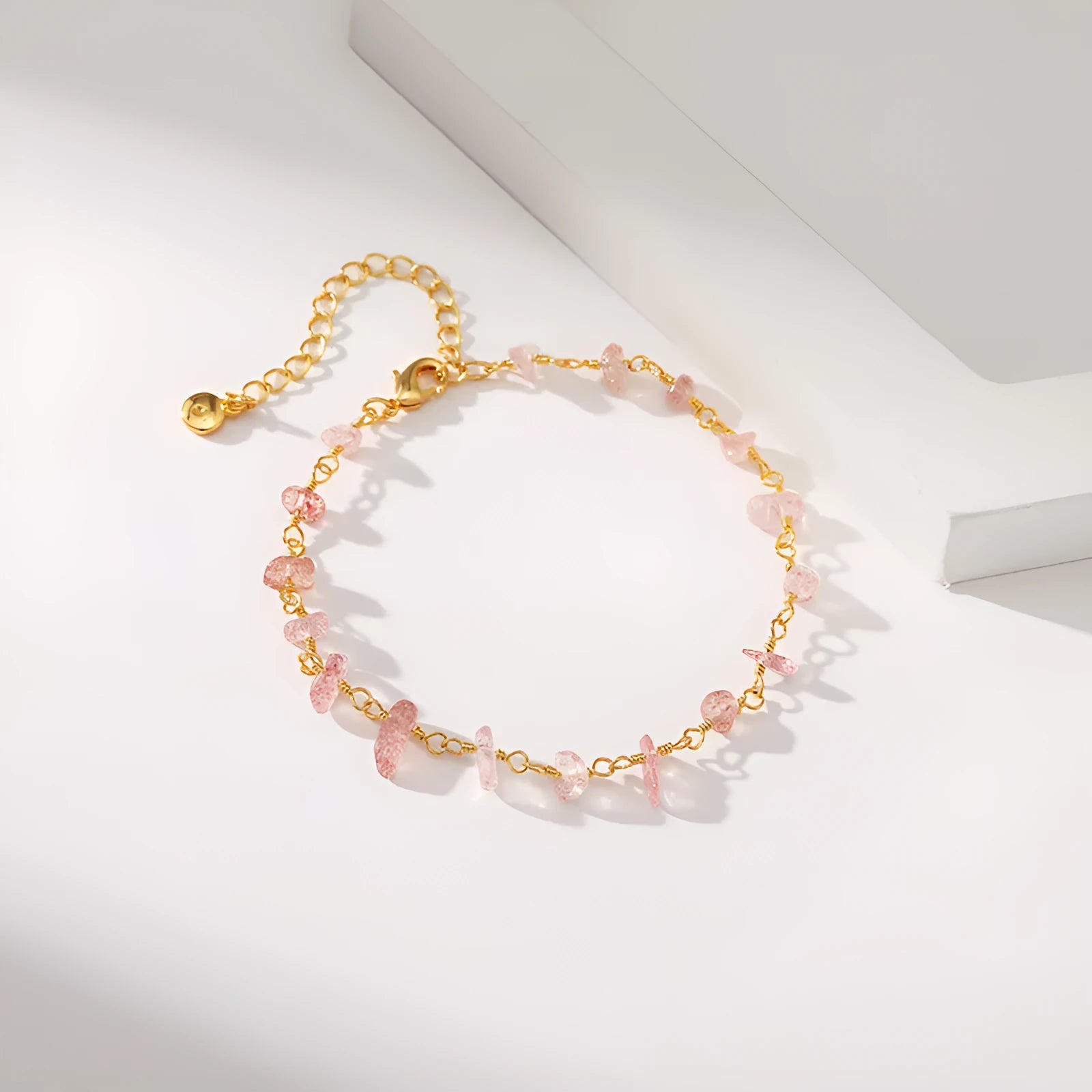 Women's geometry-shaped crystal bracelet with irregular natural gravel turquoise stones on 18K copper