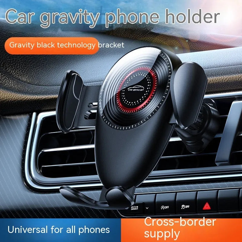 Black universal car air vent mobile phone bracket with mechanical support frame