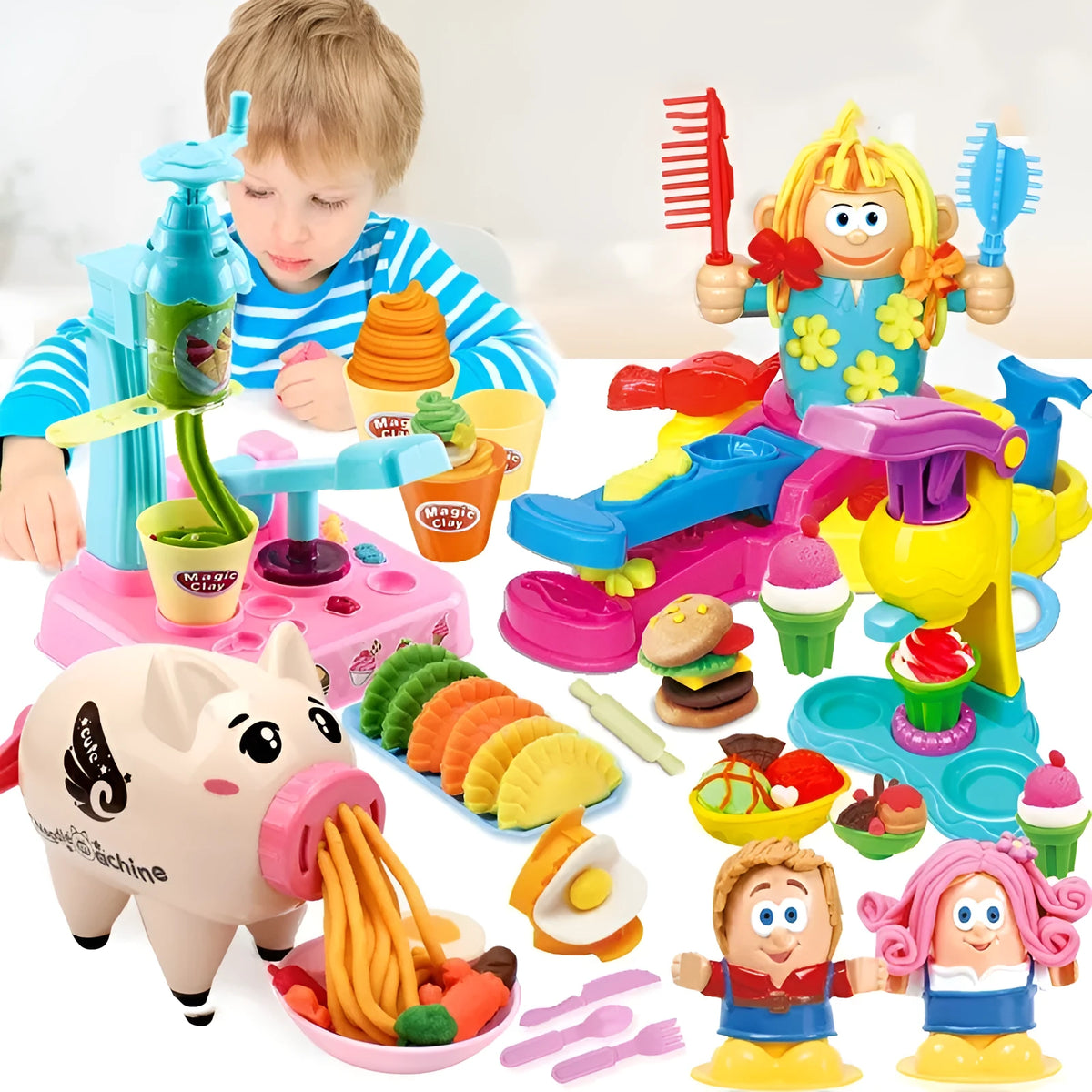 DIY kindergarten educational toys coloured modelling clay sets in four style options with box dimensions