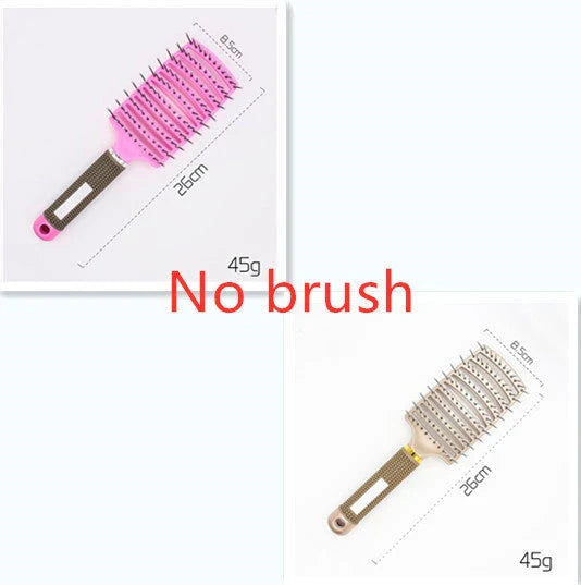 Detangling hairbrush with bristle and nylon teeth for effortless hair management and scalp massage