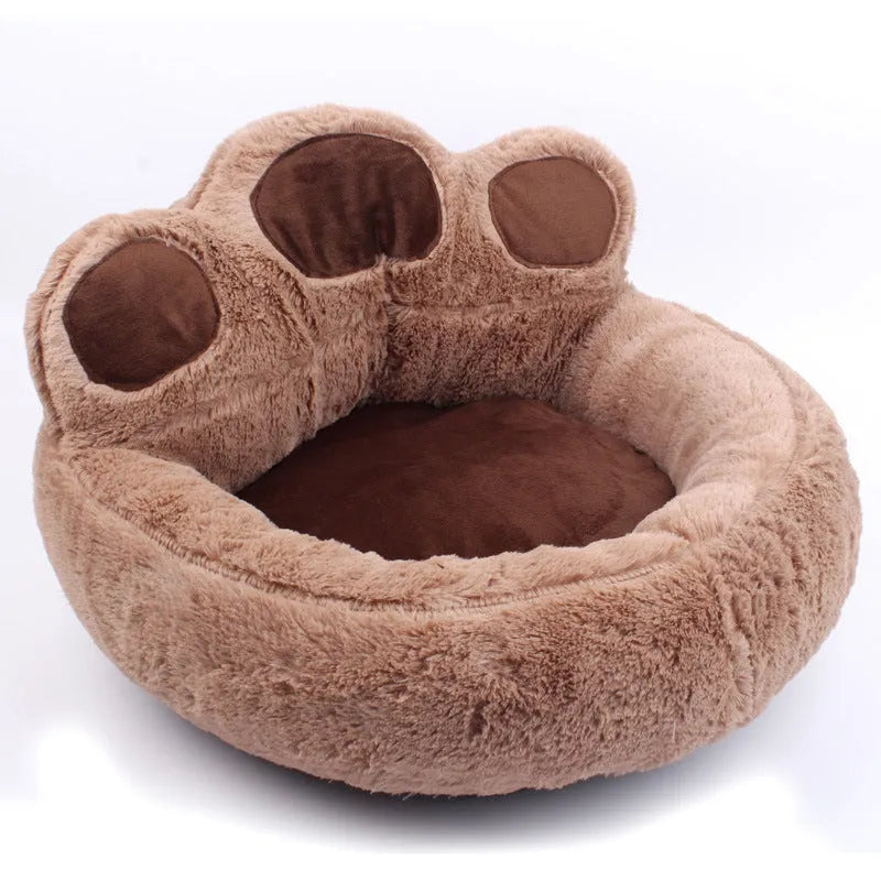 Teddy pet mat in coffee colour, short plush bear paw kennel bed for cats and dogs