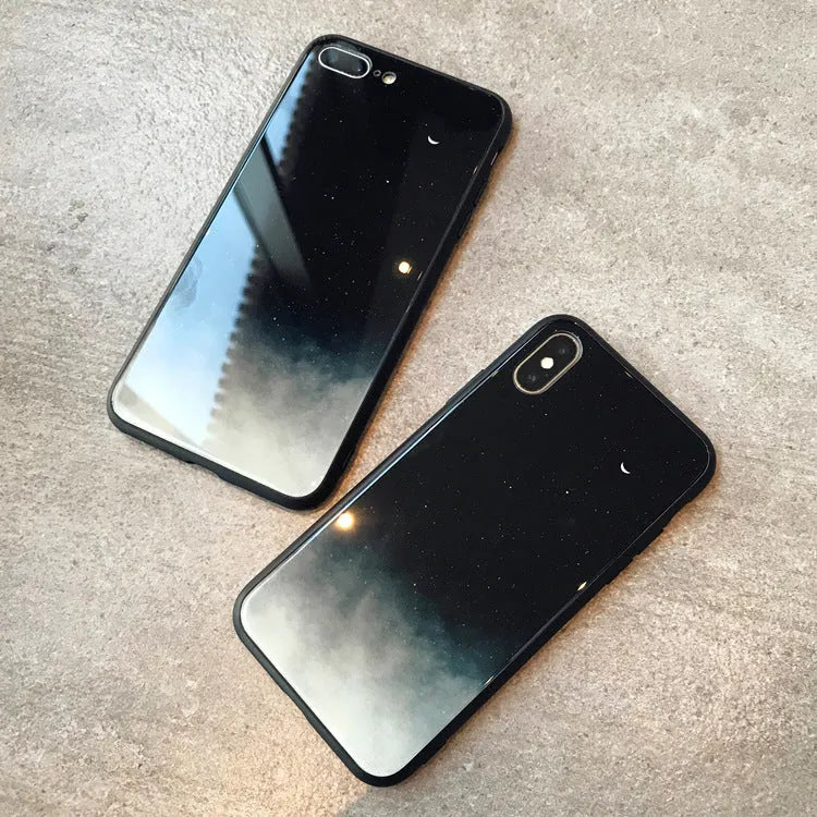 Star Sky tempered glass phone case cover with soft silicone edge and high-gloss mirror finish for iPhone XR in Starry Sky colour