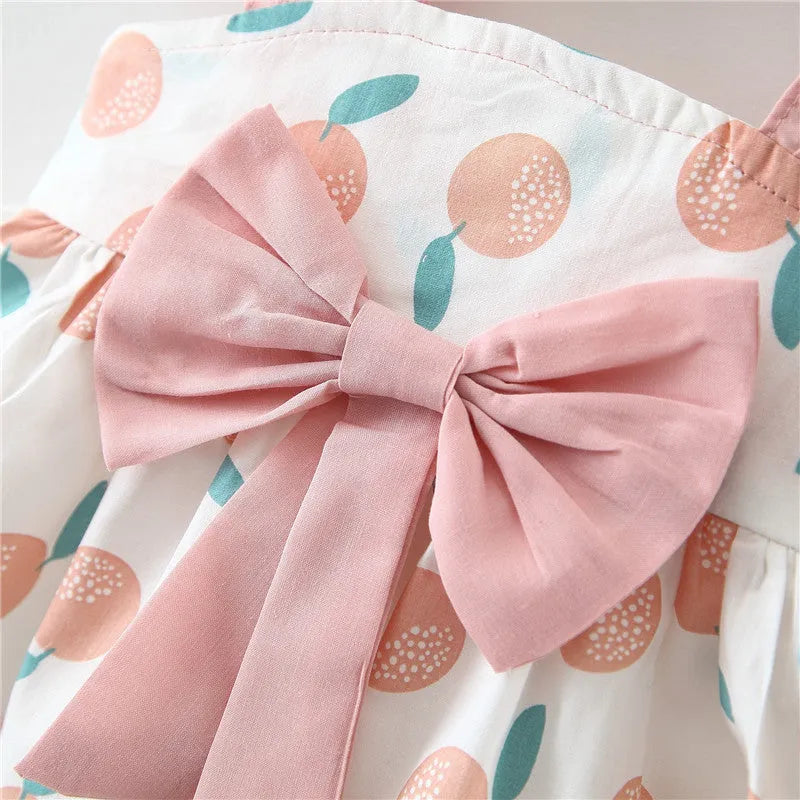 Baby girl thin cotton princess dress in pink with ruffle details, size 70cm