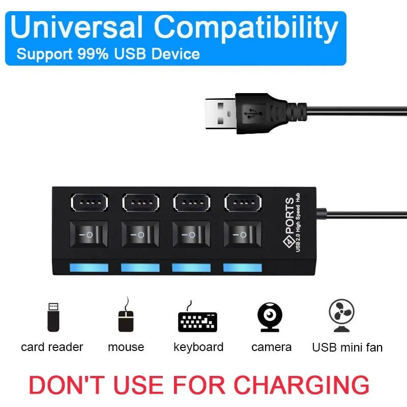 Black and white USB 3.0 hub showing 4-port and 7-port models for computer connectivity