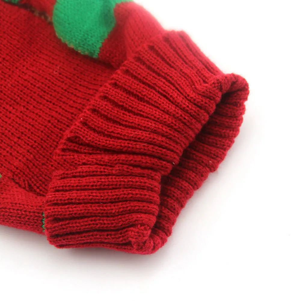 Acrylic Christmas pet sweater for cats and dogs in black and red, sizes XXS to XXL