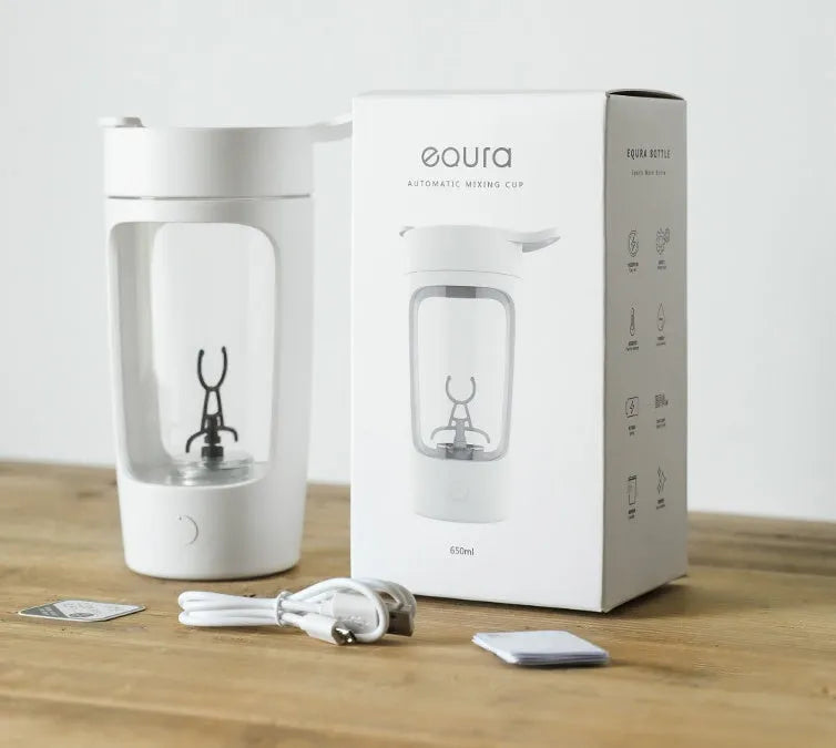Portable rechargeable juice blender with 650ml capacity cup in black, blue, pink, or white colours