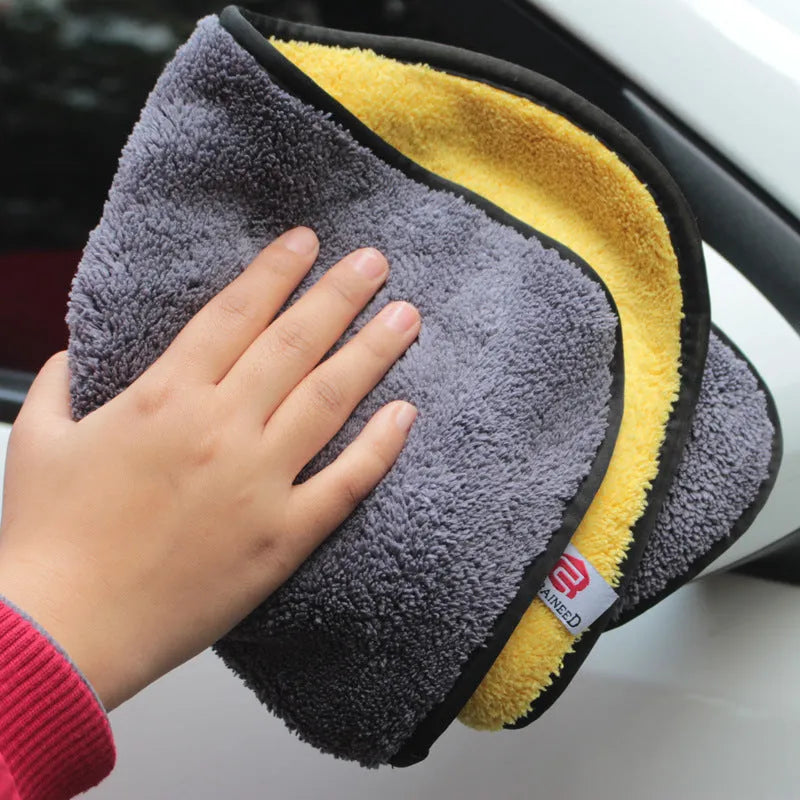 Thickened high-density double-sided velvet car wash towel 30x60 cm coral fleece microfiber
