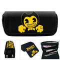 Cartoon canvas student stationery pencil case with printed characters in compact 20x9x6.5cm size
