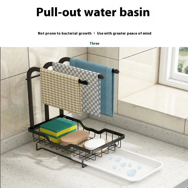 Foldable plastic kitchen draining rack in New Chinese style on a countertop