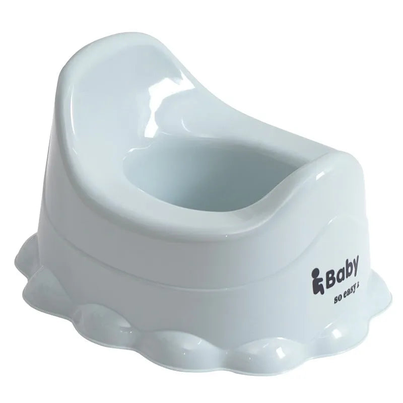 Children's portable thickened toilet in green, pink, and blue with lid option on a white background
