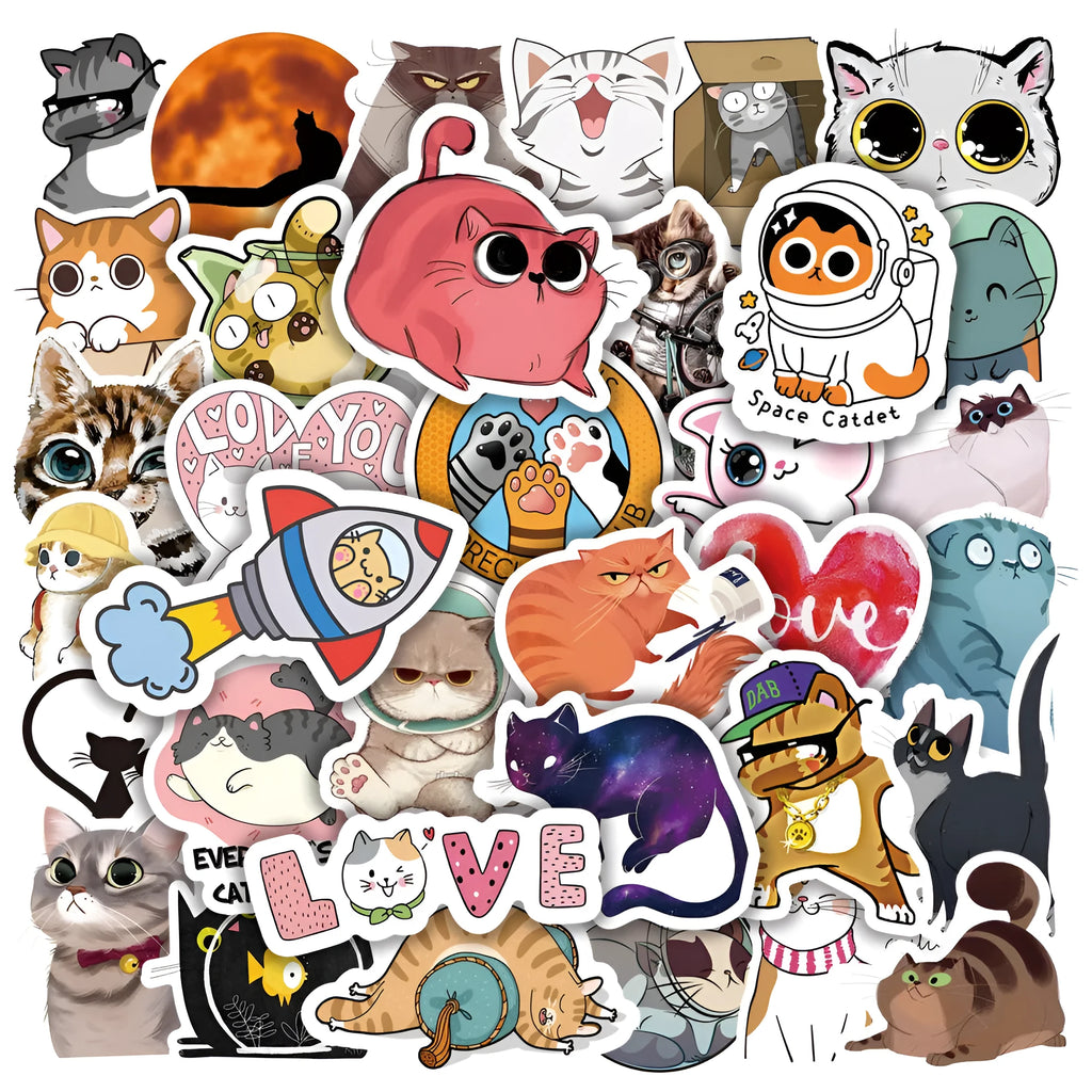 Pack of 50 waterproof PVC decorative stickers, each 4-7cm, for laptops and scooters