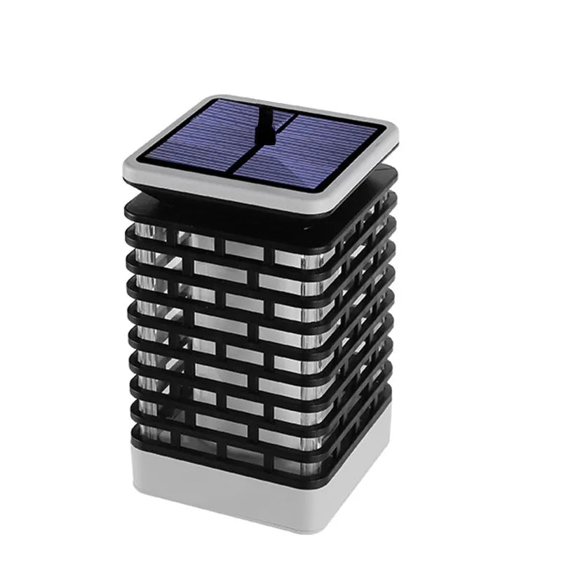 LED solar sensor flame torch light in gray for outdoor use on balcony or in garden