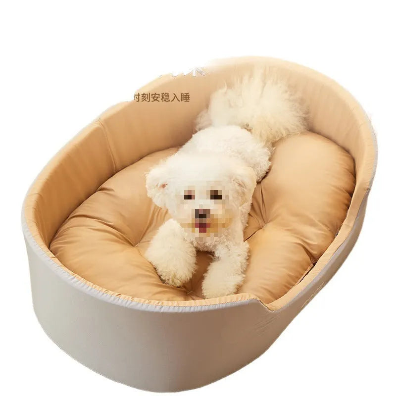 Four seasons universal cat bed in PP cotton, plush windproof nest, grey green washable option, sizes S to XL