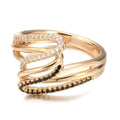 Women's copper fashion ring with micro-inlaid zircon stones in electroplated WK2230 colour