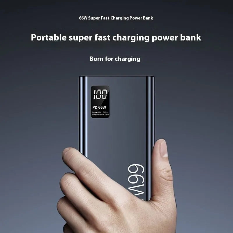 66W super fast charge power bank 50000mAh plastic shell black colour portable battery pack