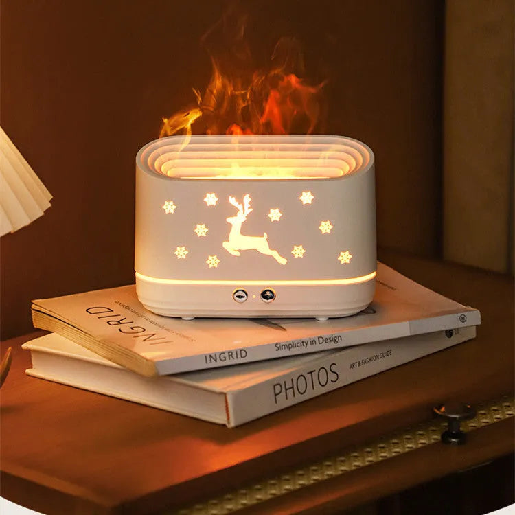 Elk Flame Humidifier Diffuser white plastic round shape realistic flame effect