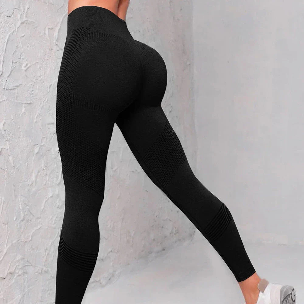 High-waist yoga pants for women in various colors, featuring a seamless, sculpting design for a flattering and comfortable fit.