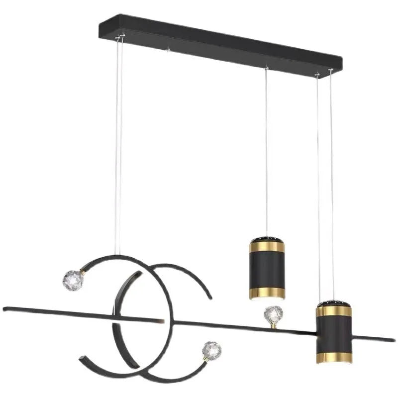 Modern minimalist iron pendant restaurant light in black finish with tri-color illumination