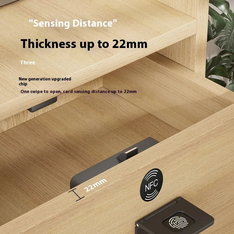 F079 punch-free invisible drawer lock with key and card.