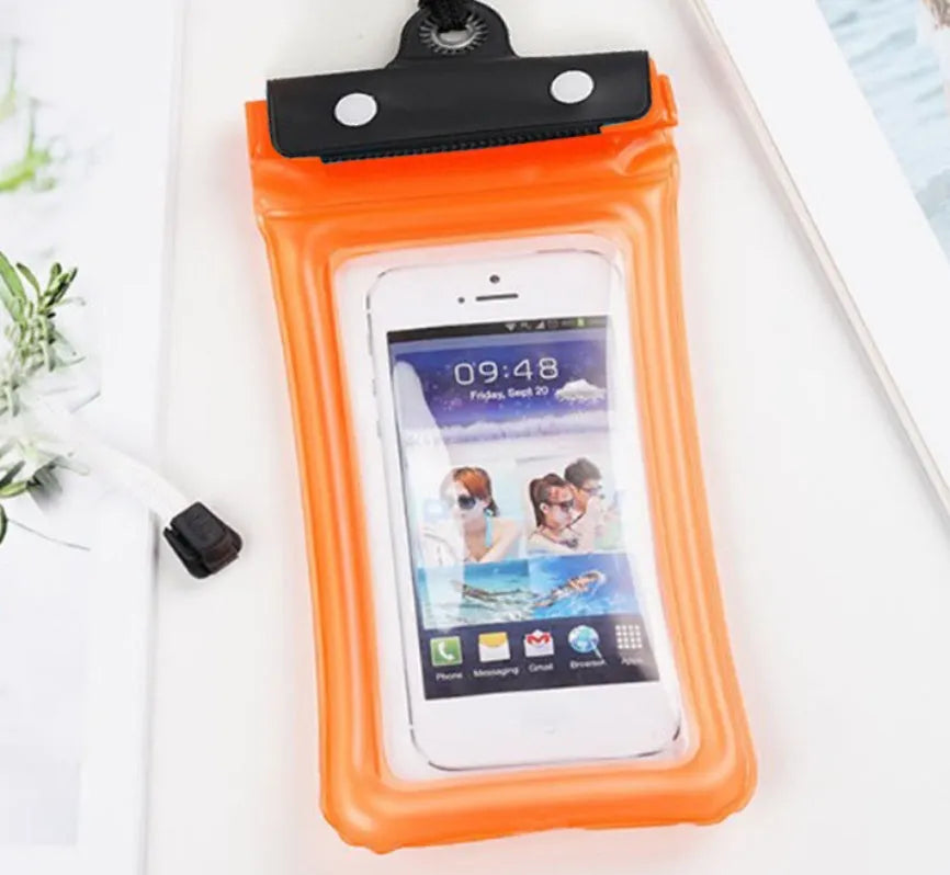 Mobile waterproof bag PVC pouch with three-layer seal plus double snap, 6-inch capacity and 7-inch customisable size