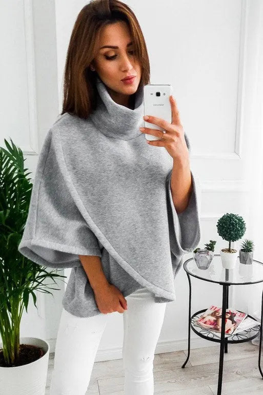 Women's longline batwing sleeve cardigan sweatshirt in a cotton blend fabric