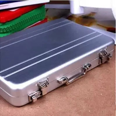 Aluminium mini suitcase business card holder, 9.6x8.2x1.6cm, in golden pink black blue or silvery.