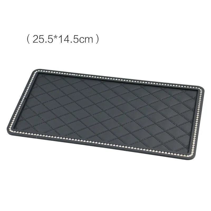 Black silicone rubber car anti-slip dashboard mat for storing small items, available in L and S sizes and 8 styles
