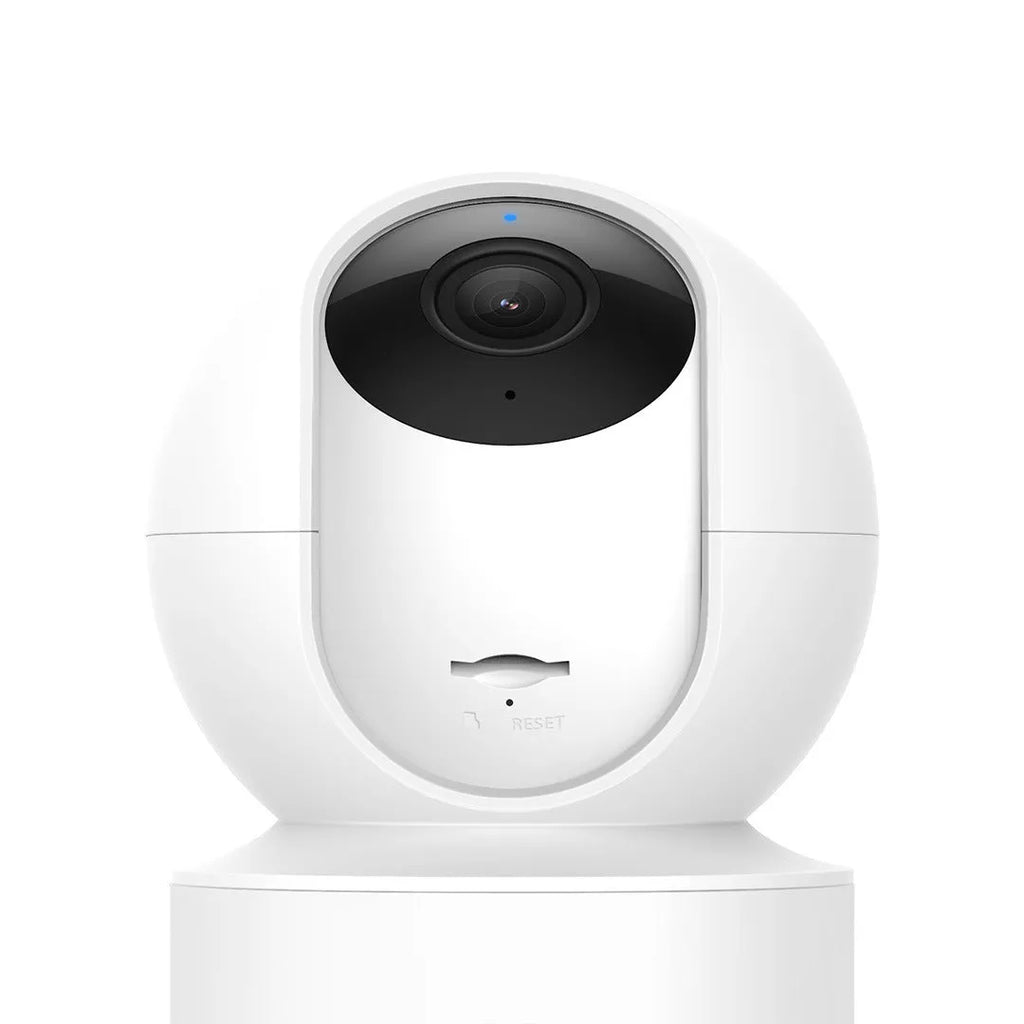 White Xiaobai Smart Camera showing front lens with 110° wide angle and compact 108x76x76mm dimensions