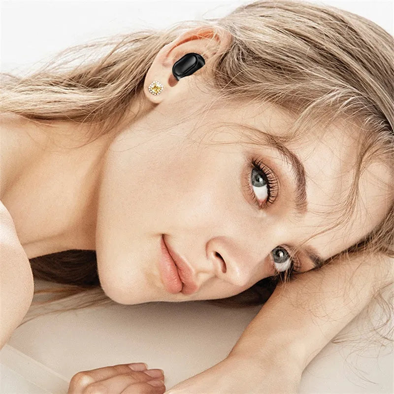 Black TWS XT01 Bluetooth earphones with digital display and charging case with Type-C port