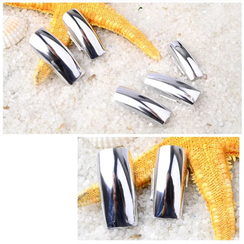 Mirror Nail Polish bottle with brush applicator for reflective metallic silver-tone nail finish