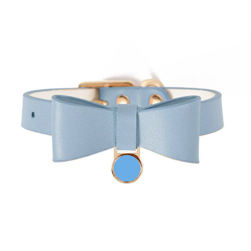 Adjustable leather cat collar in six colour options with buckle fastening