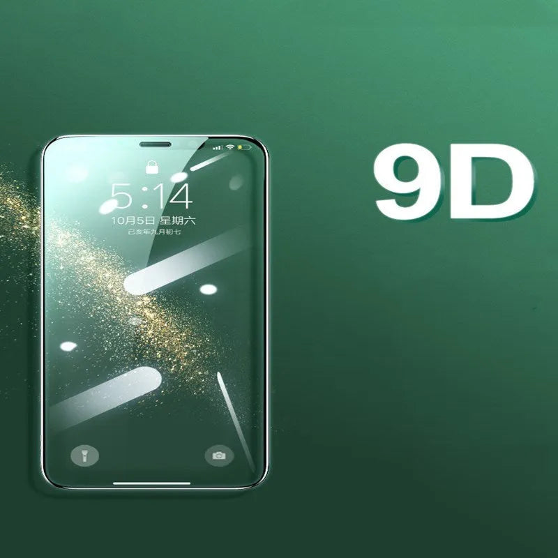 iPhone tempered glass screen protector with anti-fingerprint coating and film applicator
