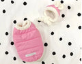 Cotton-padded pet clothes in yellow, black, and pink, sizes XS to XL for dogs and cats