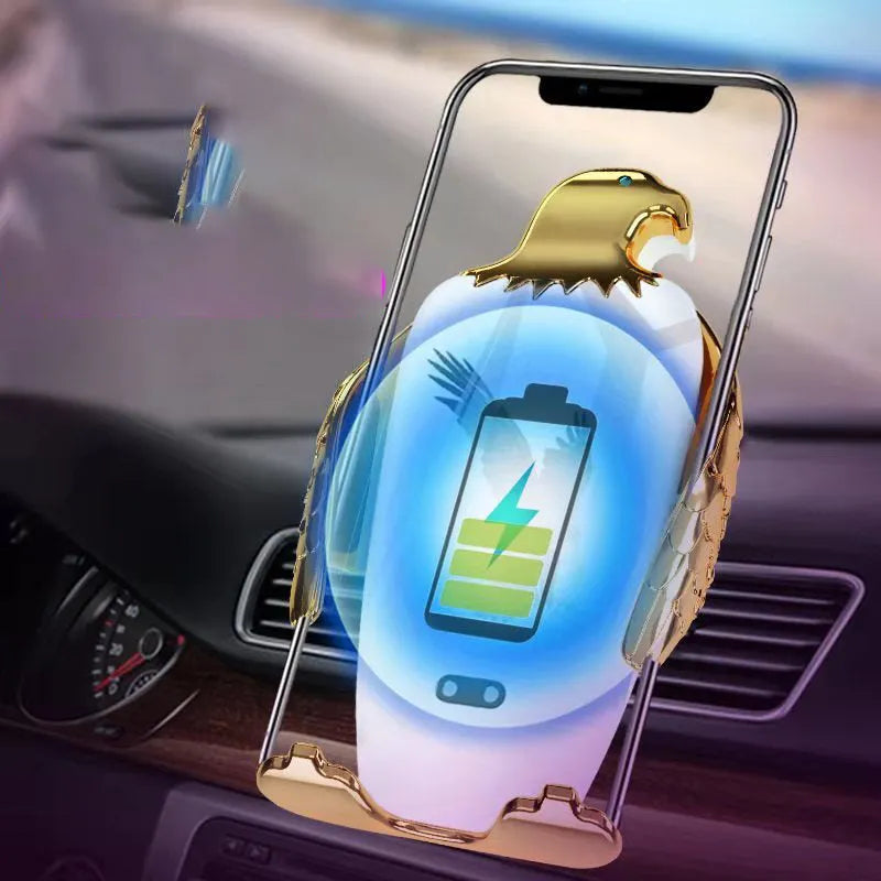 Car phone holder with wireless charging base and suction cup mount in multiple colour options