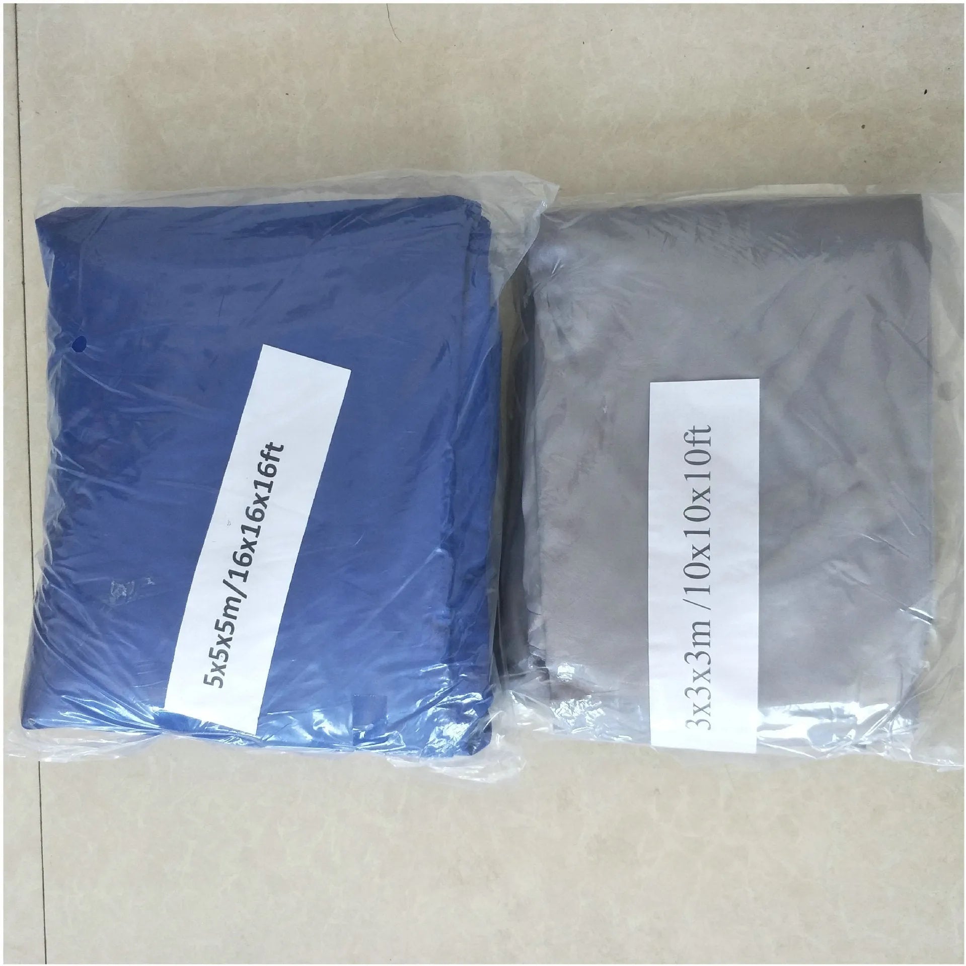 Blue waterproof shade sail measuring 3x4 metres with curved square shape for garden UV protection