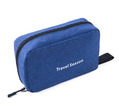 Versatile Travel Organizer: Multifunctional makeup bag with hanging hook, multiple pockets, and foldable design for compact storage