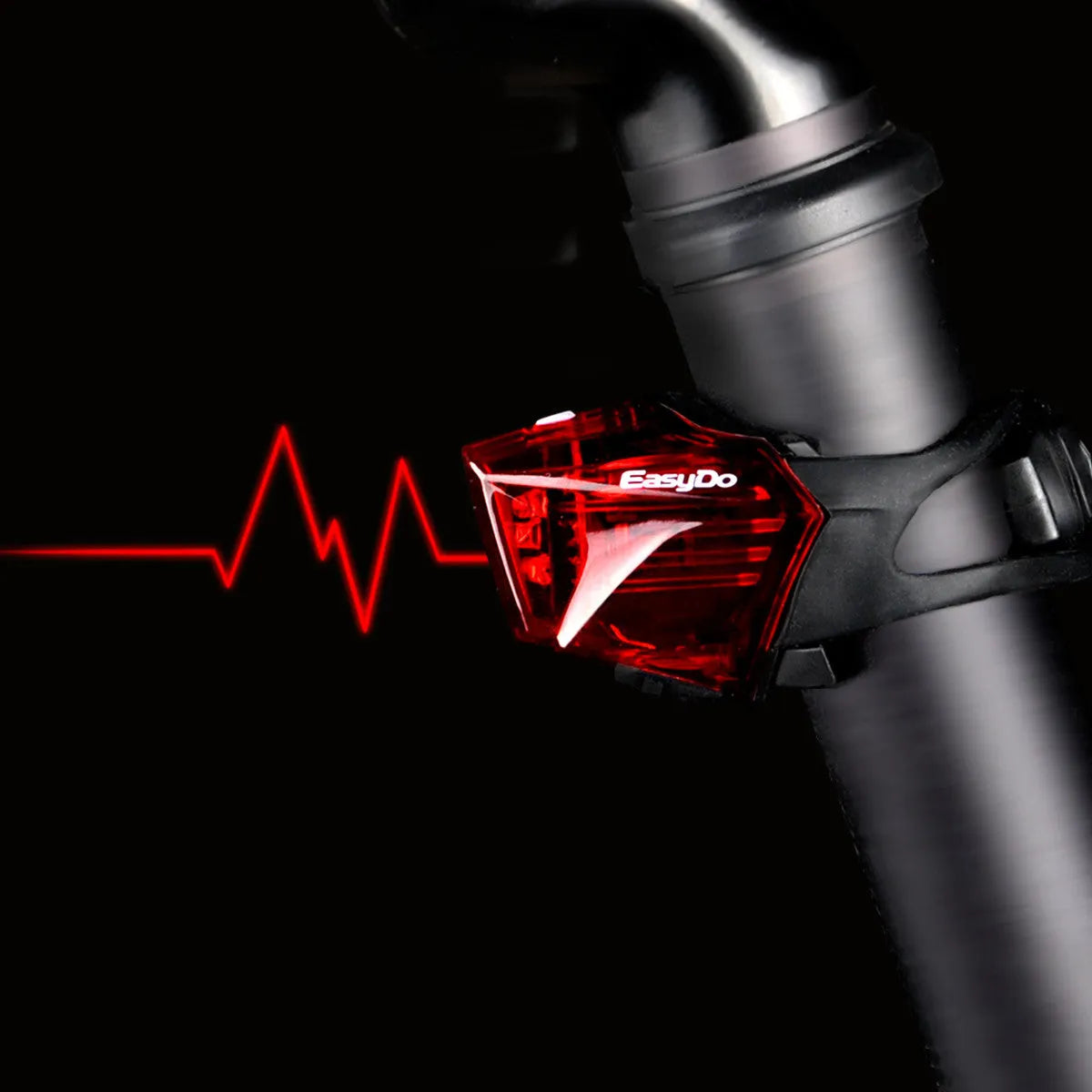 Bicycle tail light with 3 LED beads, 62x43x38 mm, IPX-4 waterproof, on bike seat post