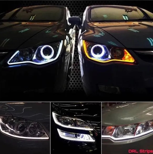 60cm ultra-thin two-colour LED daytime running light strip with light guide for car bumper installation