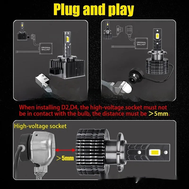 A10-D LED headlight replacement with lamp stabilizer, aviation aluminium alloy, IP67, 70W, 6000K, universal car fitment