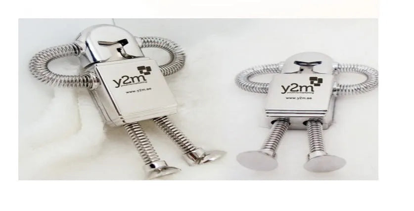 Metal robot U disk in zinc alloy, 80 x 23 x 14mm, gold or silver, capacities 512MB to 64G